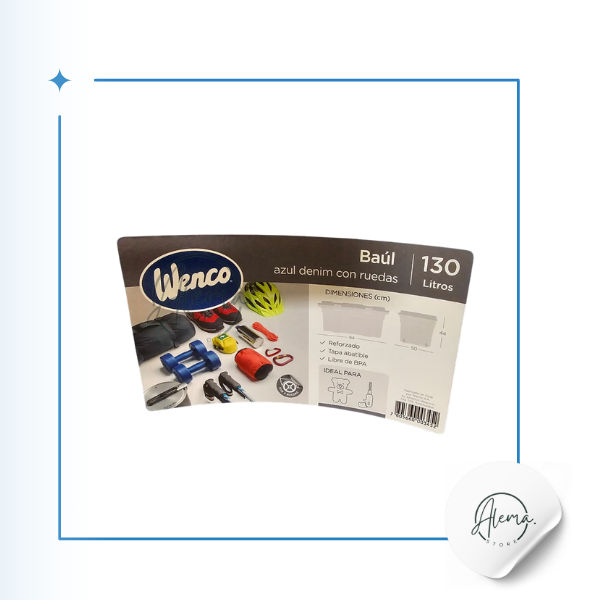 Baúl Wenco Con Ruedas de 130 Litros, color Azul Denim y tapa Azul