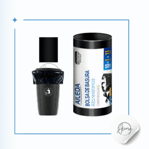 Bolsa de basura negra Aileda 90x130 cm. Extra Grande, pack de 11 unidades (Para Basureros municipales)