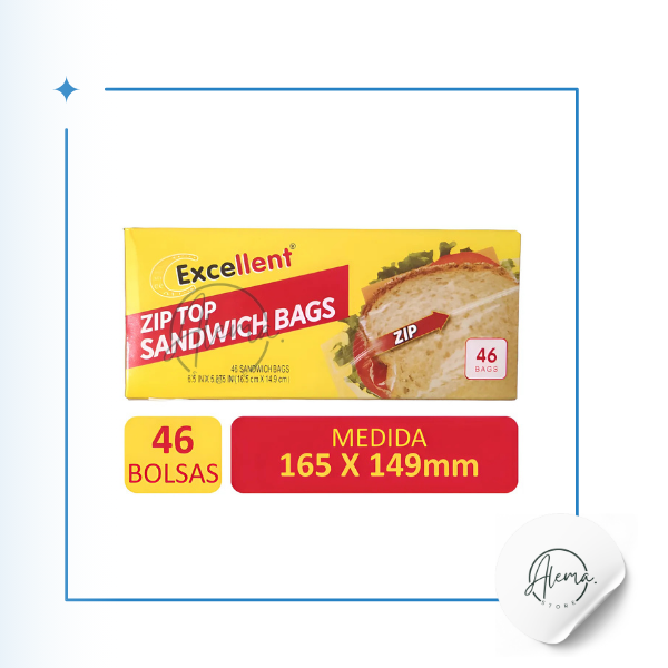 Bolsas Zip Top Herméticas pack 46 unidades 16.5 cm x 14,9 cm - Excellent