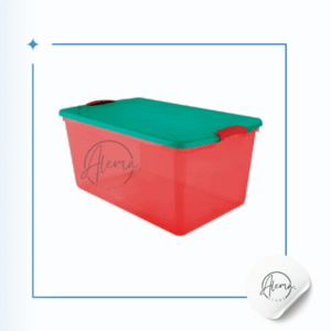 Caja Organizadora Wenco 61Litros, Navidad Plástico Rojo - Tapa Verde