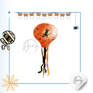 Farol De Papel Naranja Con Flecos 30 Cm