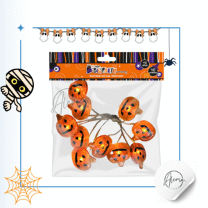 Guirnalda Con Luz Halloween 4 x 4 Cm x 10 Calabazas